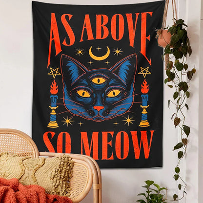 Decobites Cat Tarot Tapestry Wall Hanging Moon Star Room Decoration