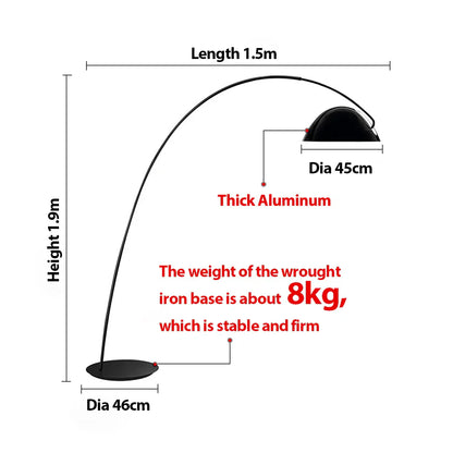 مصباح أرضي LED أسود من DecorBites™ مصنوع من الألومنيوم لغرفة المعيشة وغرفة النوم
