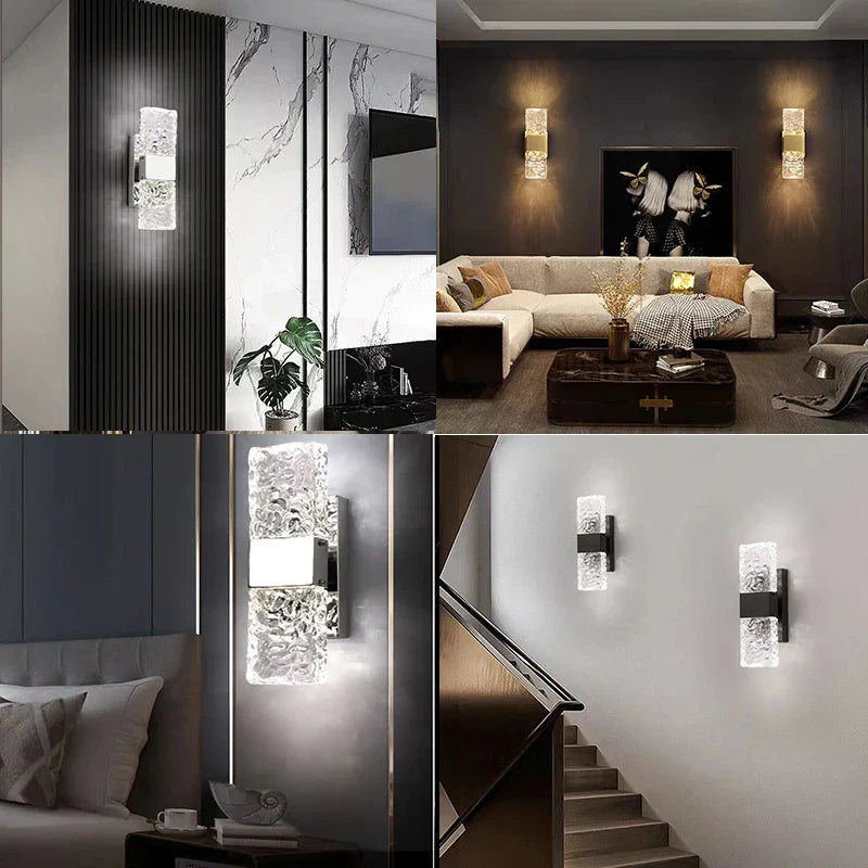 DecorBites™ Crystal LED Wall Sconces | Modern Corrugated Design for Living Room, Bedroom, Aisle