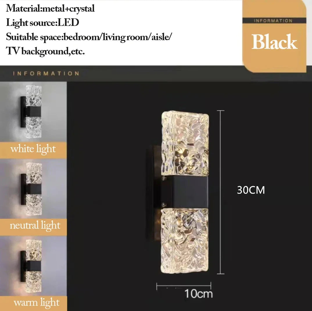 Apliques de pared LED nórdicos de cristal DecorBites™ | Apliques modernos ondulados para la decoración del hogar