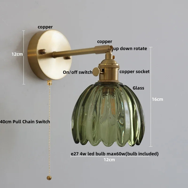 Decorbites™ Loft Bernstein-Glas LED-Wandleuchte mit Vintage-Drehschalter