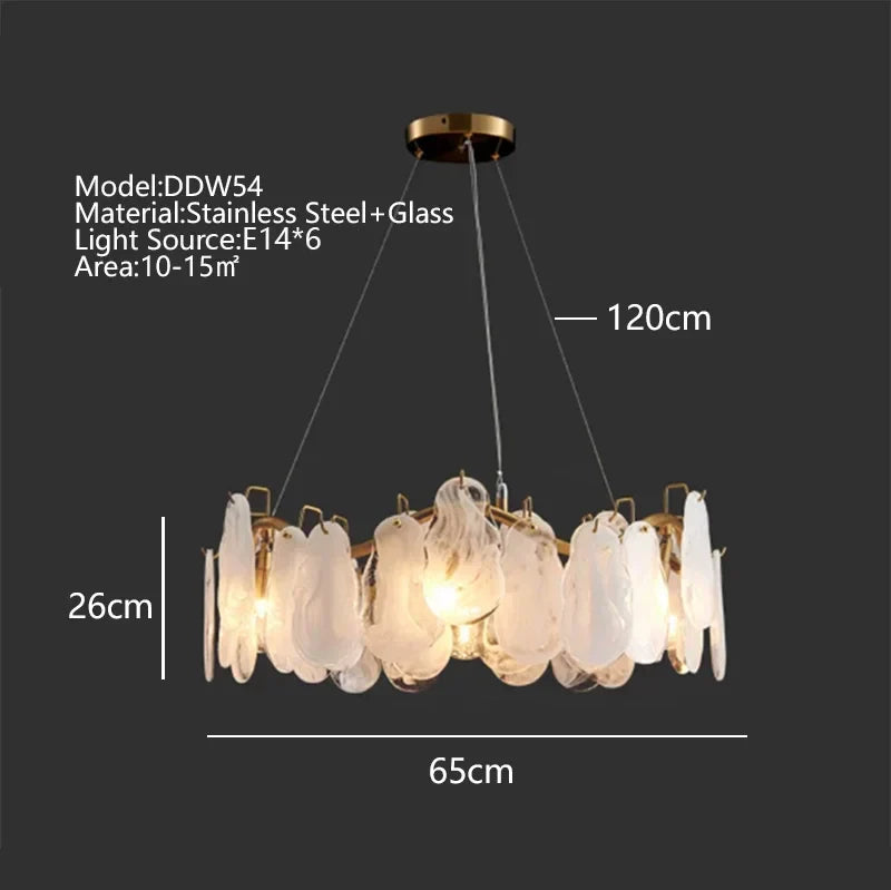 DecorBites™ Cloudy Glass Chandeliers: Modern LED Lustre Indoor Lighting for Living Room Décor