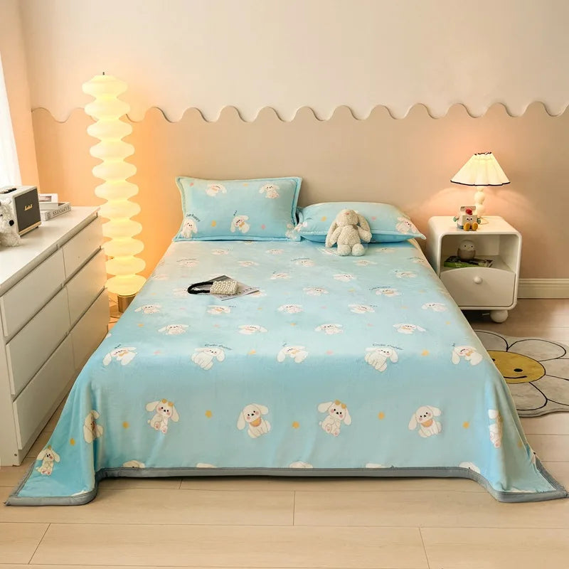 DecorBites™ Cartoon Print Flannel Sofa Cover – Lightweight Plush Blanket for Adults