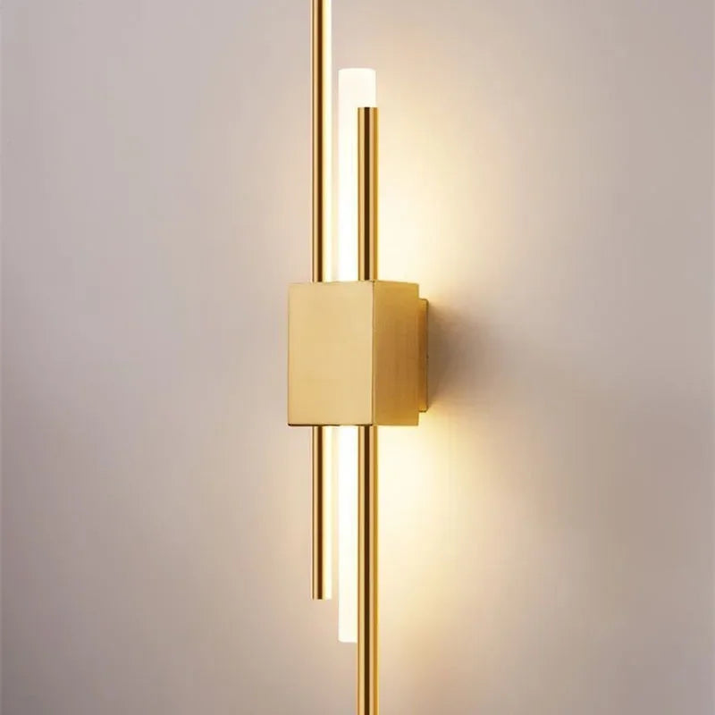 DecorBites™ Gold Tube Wall Sconce Iron Acrylic Modern Bedroom Living Room Lamps