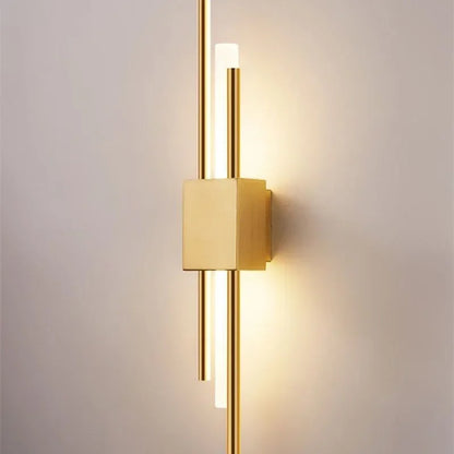 DecorBites™ Gold Tube Wall Sconce Iron Acrylic Modern Bedroom Living Room Lamps
