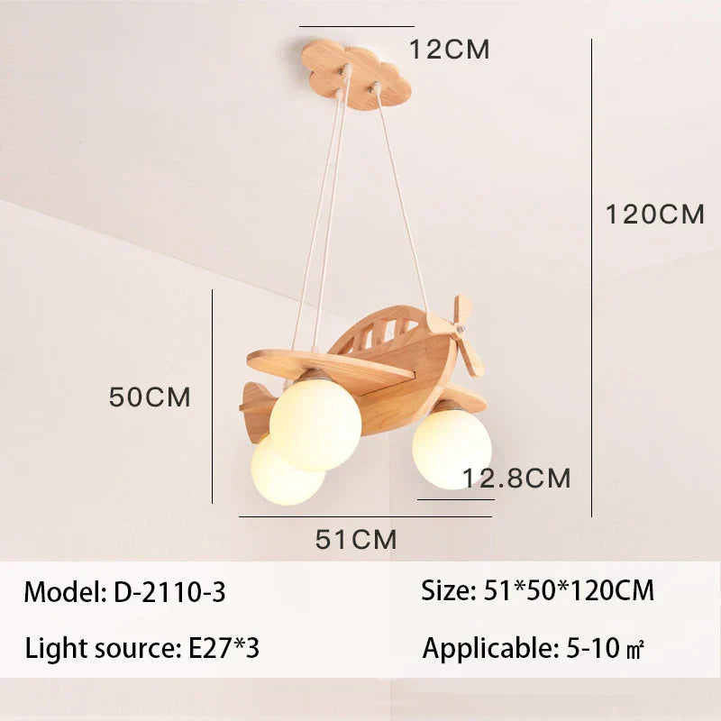 Wooden Airplane Pendant Light