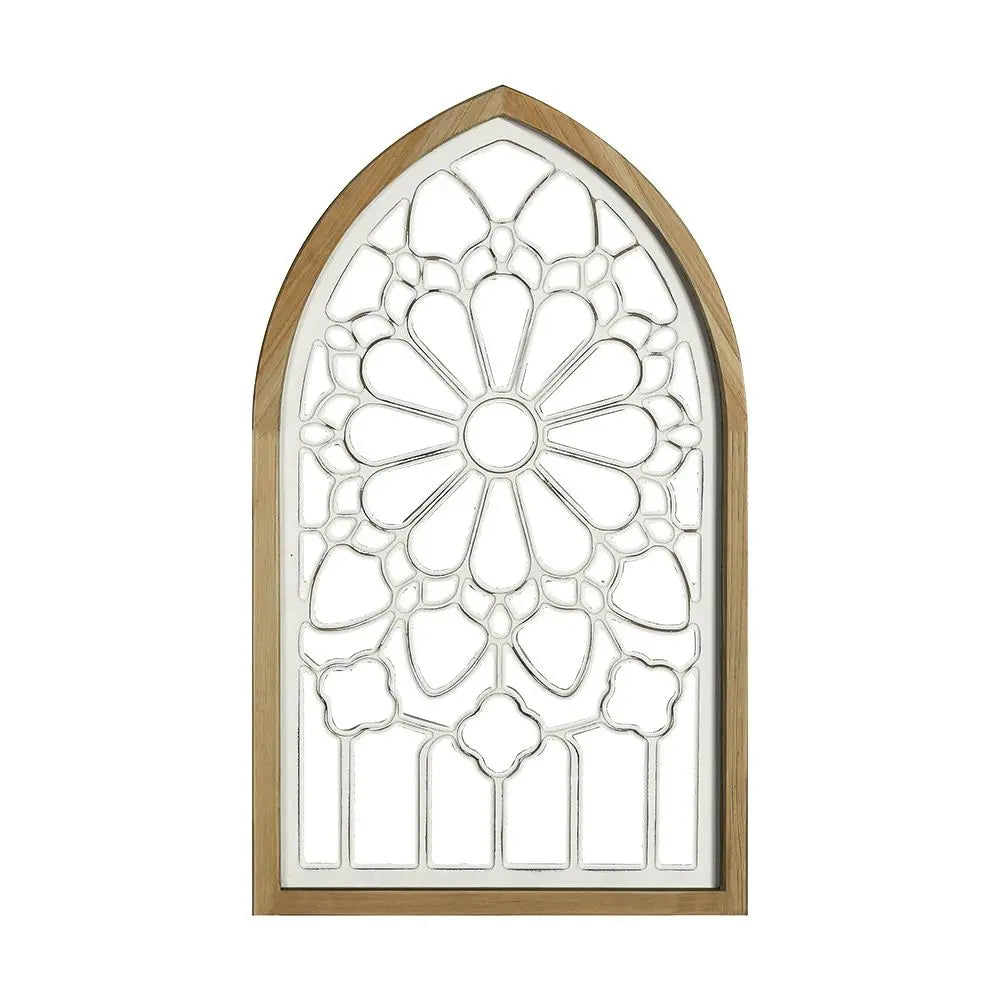 Wooden Gothic Wall Mirror 39.5-Inch Carved Frame