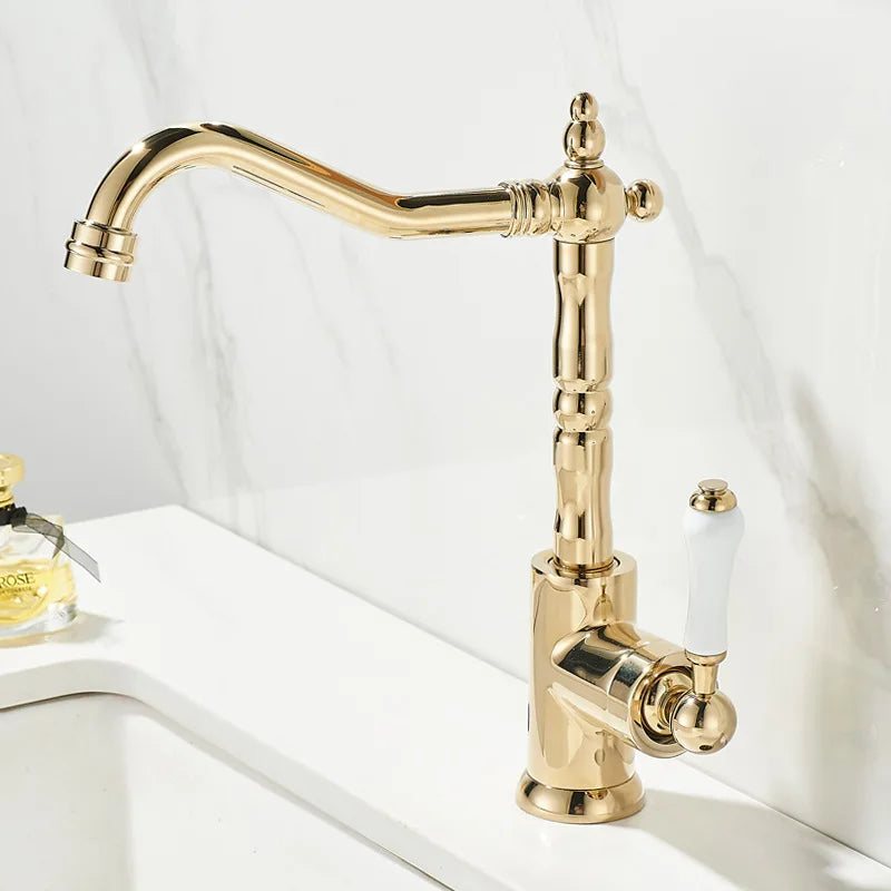 DecorBites™ Gold Black Brass Bathroom Kitchen Faucet - Sink Mixer for Hot Cold Water