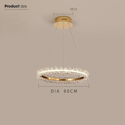 DecorBites™ Gold Crystal Ring Chandelier for Living Room and Restaurant Décor