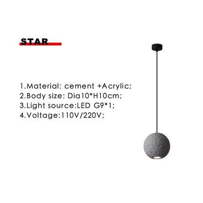 DecorBites™ Industrial Cement Pendant Lights - Retro Moon Star Chandelier Fixture
