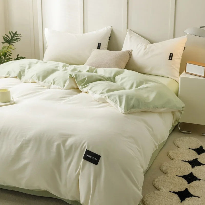 Decorbites™ beidseitiges farbabstimmendes Baumwoll-Bettwäsche-Set für Erwachsene