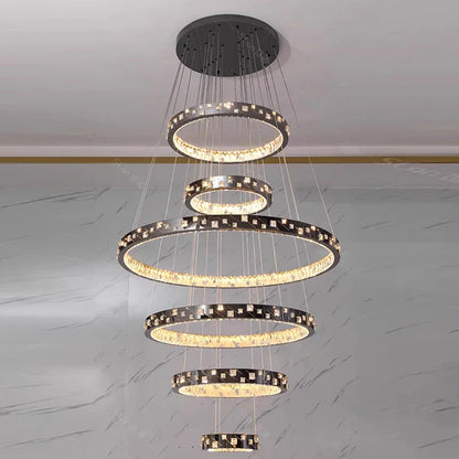 DecorBites™ Crystal Chandelier Stair Pendant Lamp Living Room Pendant Lights Interior Lighting
