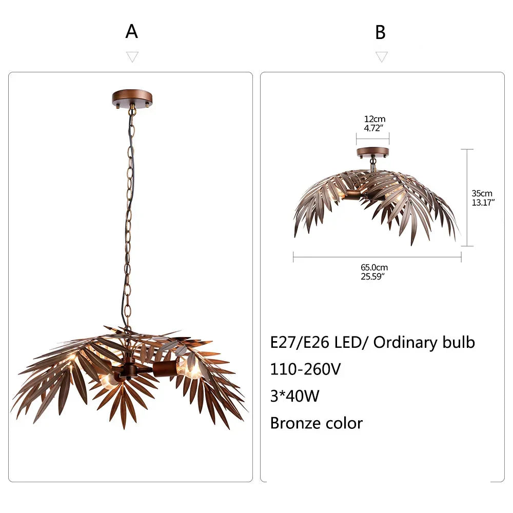 DecorBites™ Bronze Coconut Tree Pendant Lamp with Adjustable LED Lights for Home and Hospitality