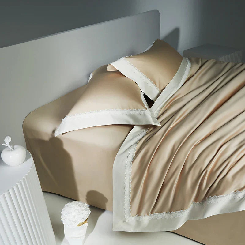 Lace Cotton Bedding Set 1200TC Egyptian King