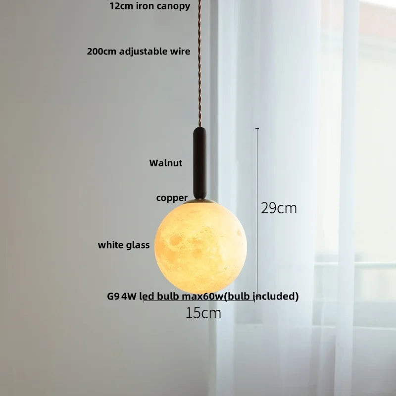 DecorBites™ Amber Glass LED Pendant Light - Modern Nordic Design with Iron Base