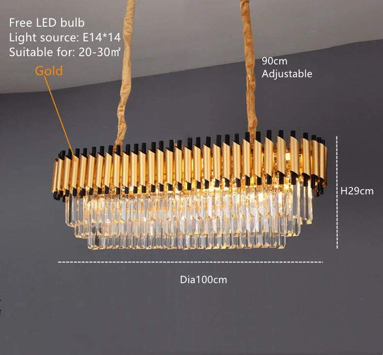 Decorbites™ Lámpara de araña de cristal de lujo de alta gama para cocina, comedor y sala de estar