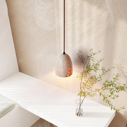 DecorBites™ LED Pendant Lamp Yellow Travertine Japanese Style Adjustable Hanging Lights