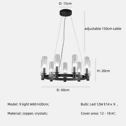 ثريا كريستالية من DecorBites™ - إضاءة LED فاخرة لغرفة المعيشة