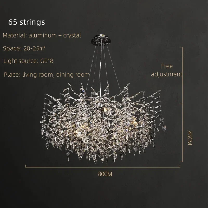 DecorBites™ Crystal Pendant Chandelier Luxury LED Lighting Branch Design for Living and Dining Rooms