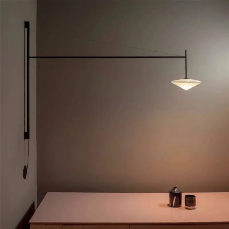 Lámpara de pared DecorBites™ de cristal LED con brazo oscilante largo para sala de estar y estudio