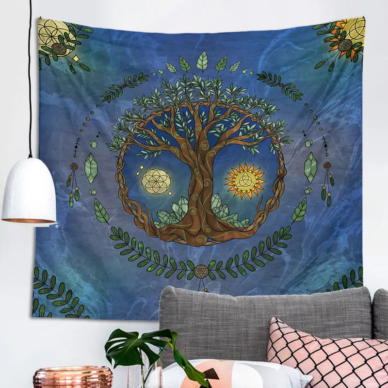 Decobites Tree Life Tapestry Altar Tablecloth Wall Hanging Room Decor Oracle Witchcraft Moon Sun