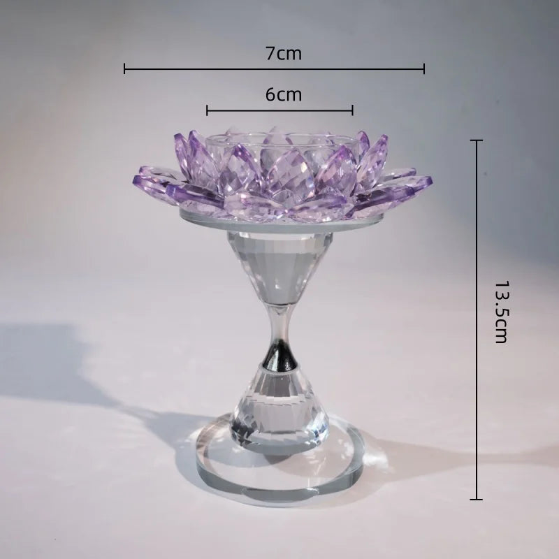 DecorBites™ Crystal Lotus Candle Holder Home Decoration Crystal Flower Candlestick