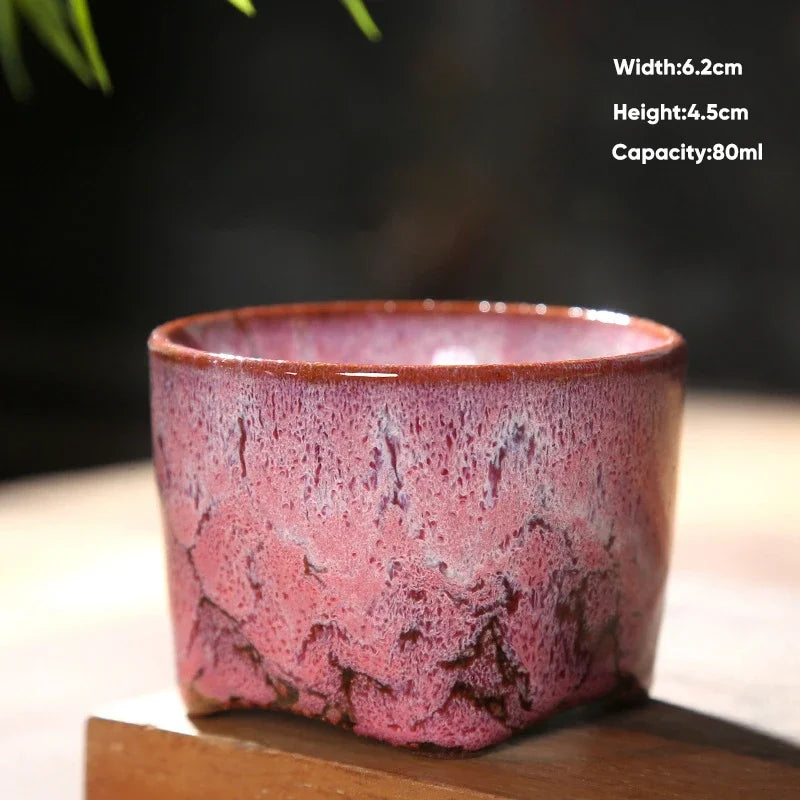 DecorBites™ Japanese Kiln Transformation Ceramic Tea Cup Espresso Coffee Mug Pottery Kung Fu Teacup