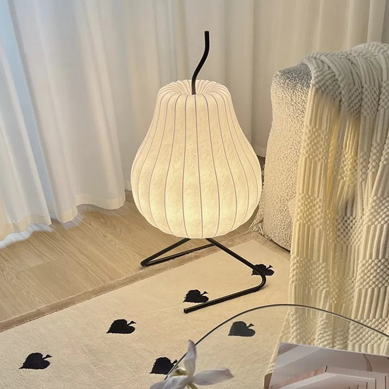 DecorBites™ Japanese Silk Floor Lamp: Wabi Sabi LED Fabric Lamp for Living Room & Bedroom