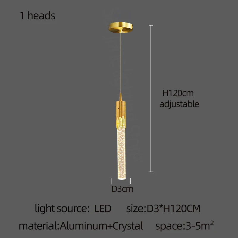 DecorBites™ Gold Crystal LED Chandelier: Modern Dining Room Lamps, Hanging Kitchen Ceiling Light