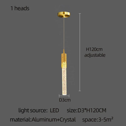 DecorBites™ Gold Crystal LED Chandelier: Modern Dining Room Lamps, Hanging Kitchen Ceiling Light