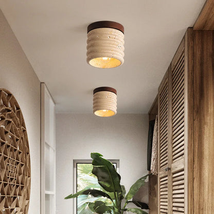 DecorBites™ LED Wood Yellow Travertine Ceiling Light - Modern Style for Home Decor