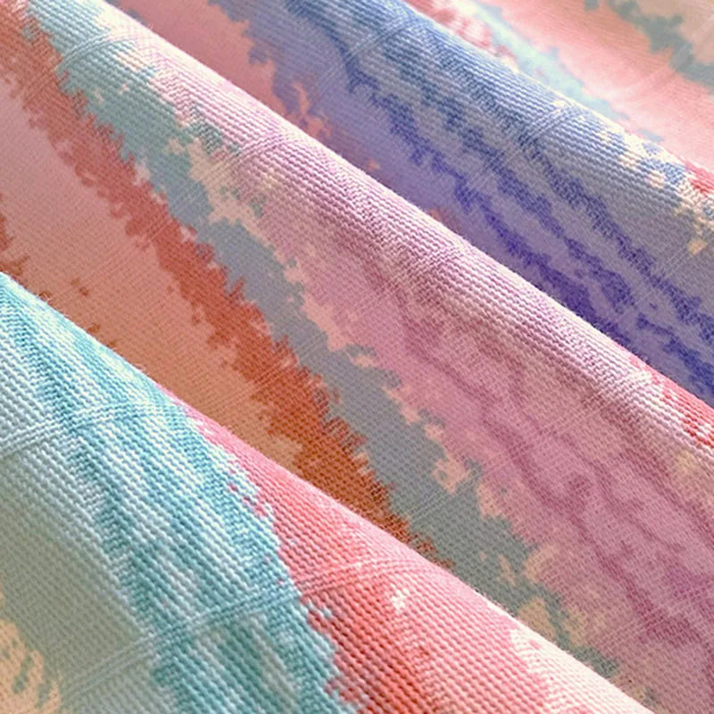 غطاء سرير مخطط قطني من DecorBites™ لغطاء مرتبة مزدوجة بحجم كوين