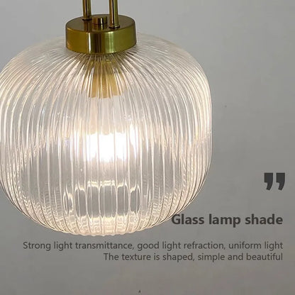 Modern Striped Glass Pendant Light in Transparent Milk White