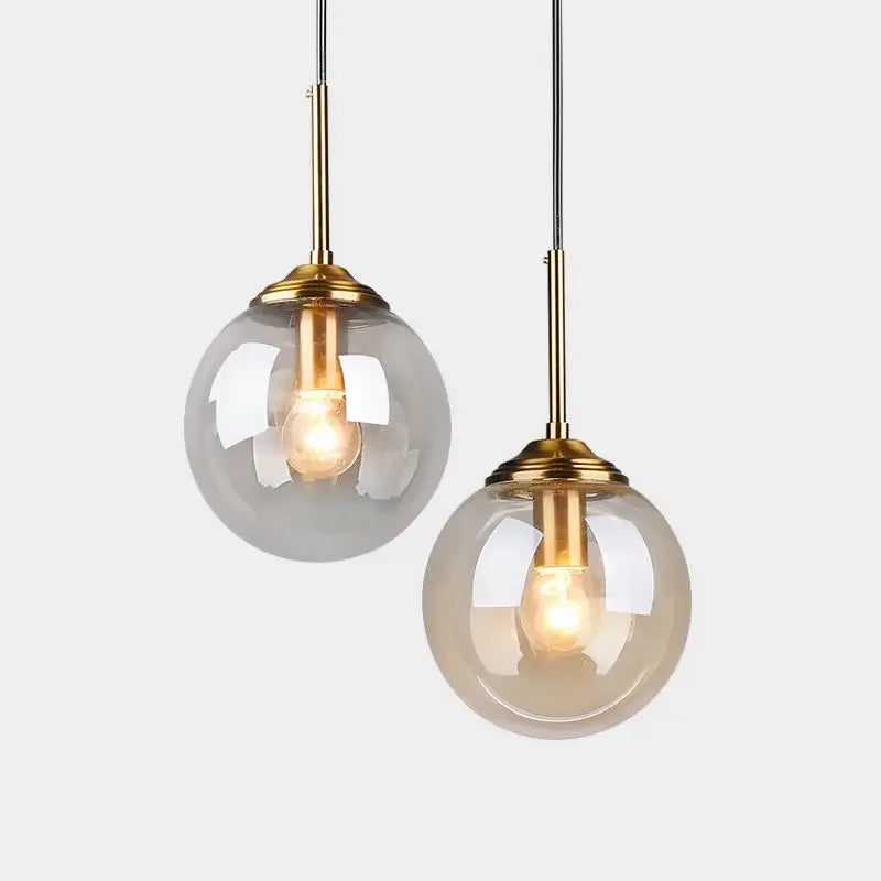 Decorbites™ Lámpara colgante de bola de vidrio del anillo dorado para cocina, comedor y mesita de noche