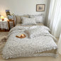 Decobites Floral Lace Ruffle Bedding Set, Fresh Flower Single Duvet Cover, 100% Cotton