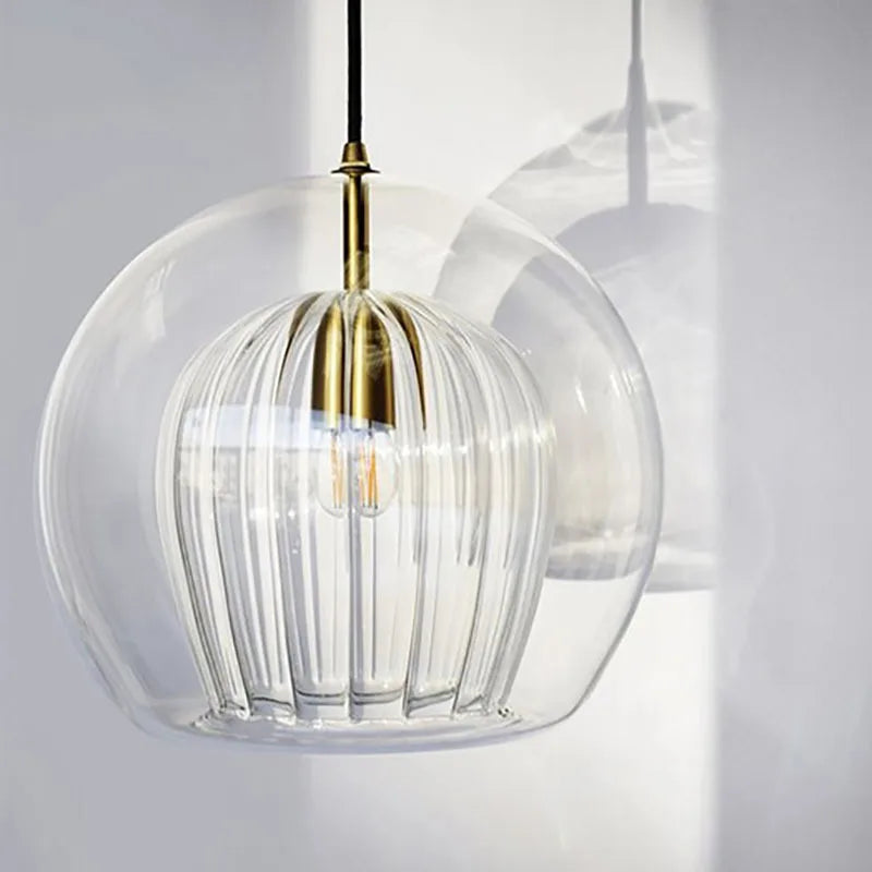 DecorBites™ Gold Glass Ball Pendant Light for Dining Room & Bedroom Decor