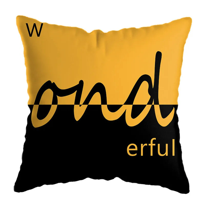 غطاء وسادة مطبوع عليه غزال هندسي من DecorBites™ مقاس 45×45 سم - ديكور منزلي أصفر