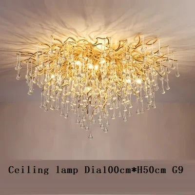 Gold Crystal Branch Chandelier Chrome L160cm