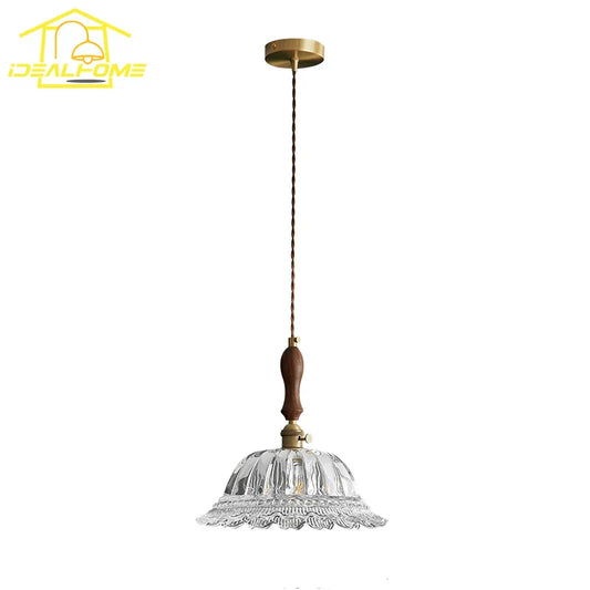 DecorBites™ French Ins Walnut Brass Glass Pendant Lights LED E27 for Kitchen Island Restaurant