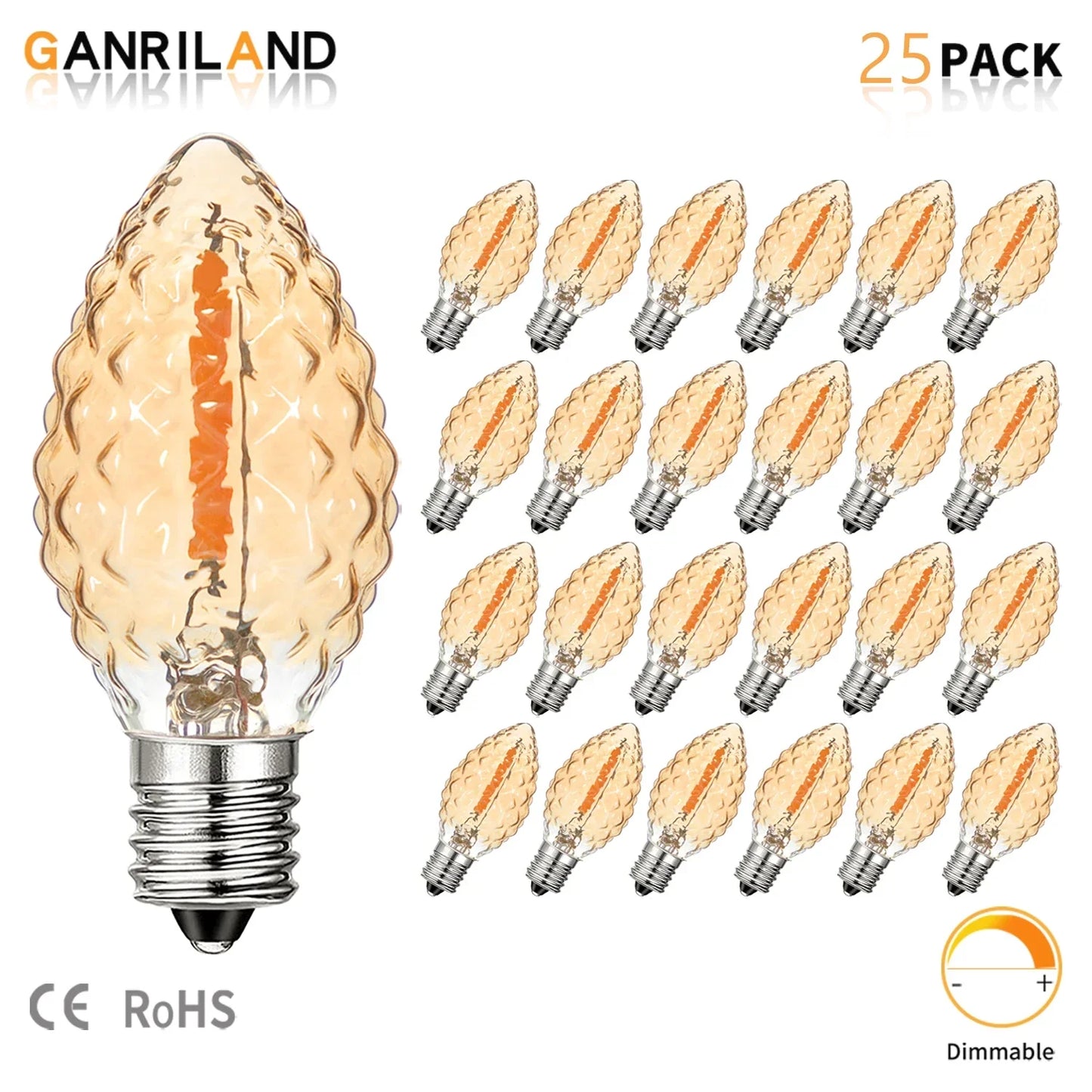 DecorBites™ Diamond Chandelier LED Light Bulbs 7W C7 Candelabra Base Decor Edison Bulb