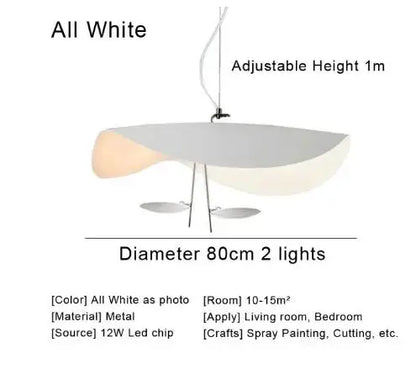 DecorBites™ Lederam Manta Pendant Lamp - Industrial Retro Design, White & Black.