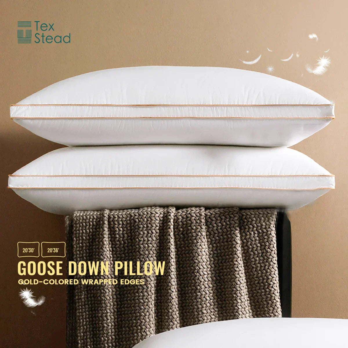 Luxury Goose Down Pillow by Decobites - Neck Support for Restful Sleep