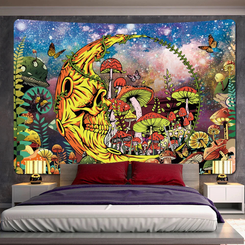 Decobites Psychedelic Butterfly Sun Moon Tapestry for Bohemian Bedroom Wall Decor