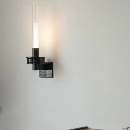 DecorBites™ Clear Glass Black Metal Wall Light for Stairs, Aisle, Parlor, Bedroom - 3000K