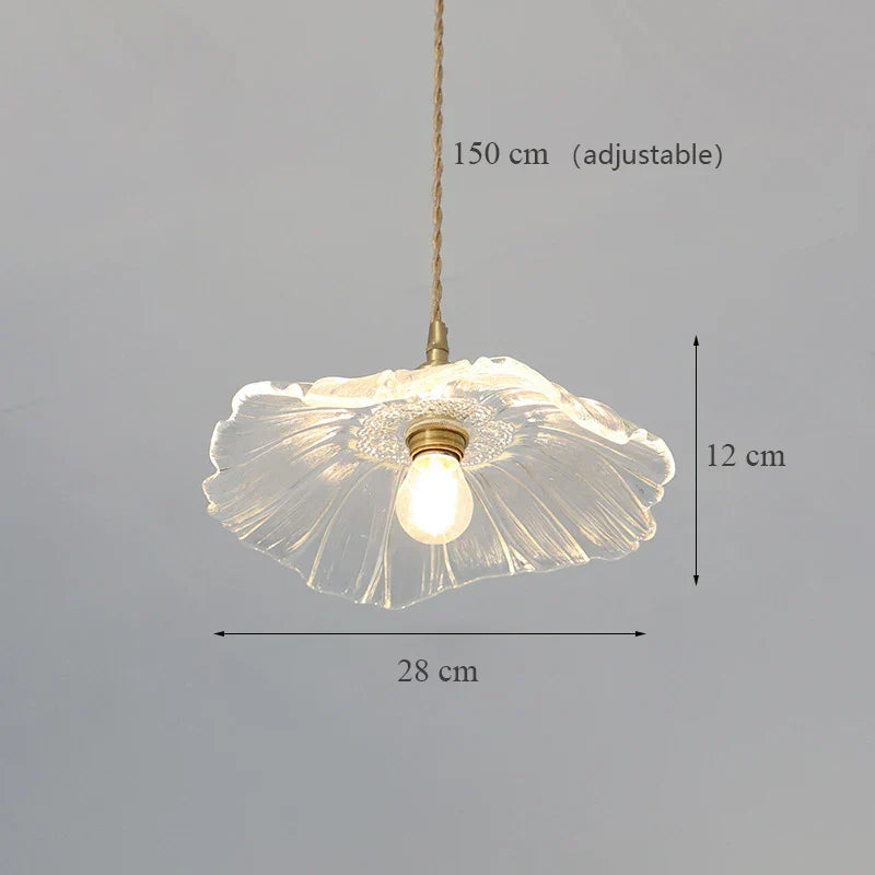DecorBites™ Japanese Sunflower Glass Pendant Lights Modern Brass Hanglamp Fixture