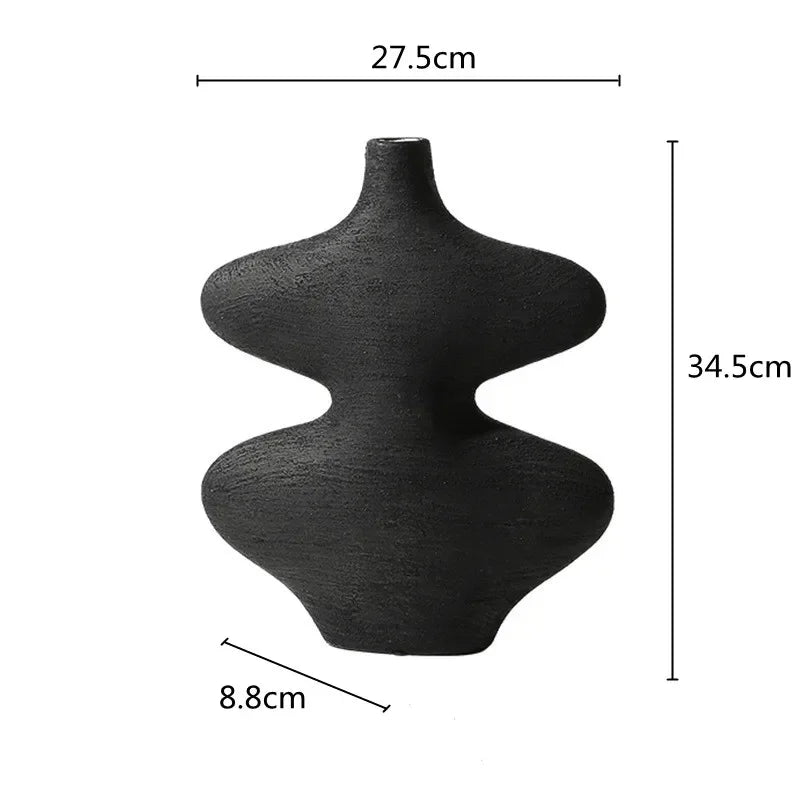 مجموعة مزهريات سيراميك هندسية من DecorBites™ باللونين الأسود والأبيض، تنسيقات زهور يدوية لديكور المنزل