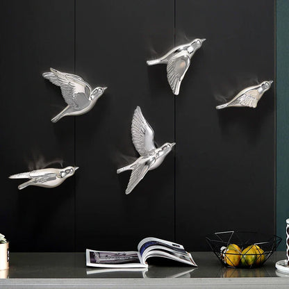 DecorBites™ Estatua de pájaro 3D de resina para decoración de pared en habitación infantil - Figura decorativa de animal