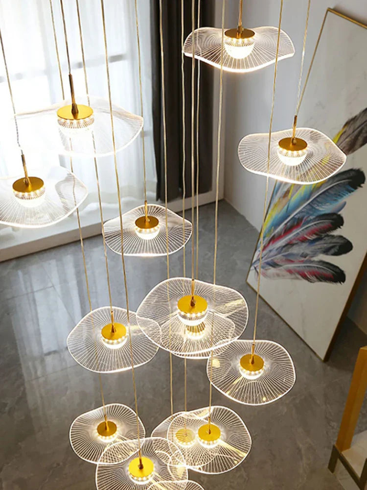 Decorbites™ Lámparas de Araña de Acrílico Dorado LED de Colgante Modernas para Escalera y Sala de Estar