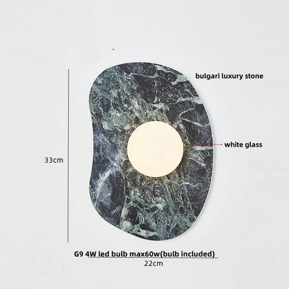 DecorBites™ Green Marble Stone LED Wall Sconce Lighting for Bedroom and Hallway