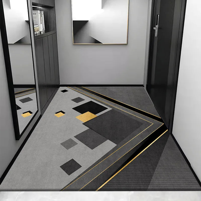 DecorBites™ Grey Crystal Velvet Entrance Rug - Luxe Absorbent, Anti-Slip, Easy-Clean Living Room Carpet